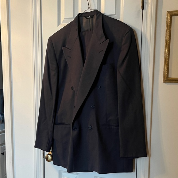Perry Ellis Men's Charcoal Double-Breasted Suit